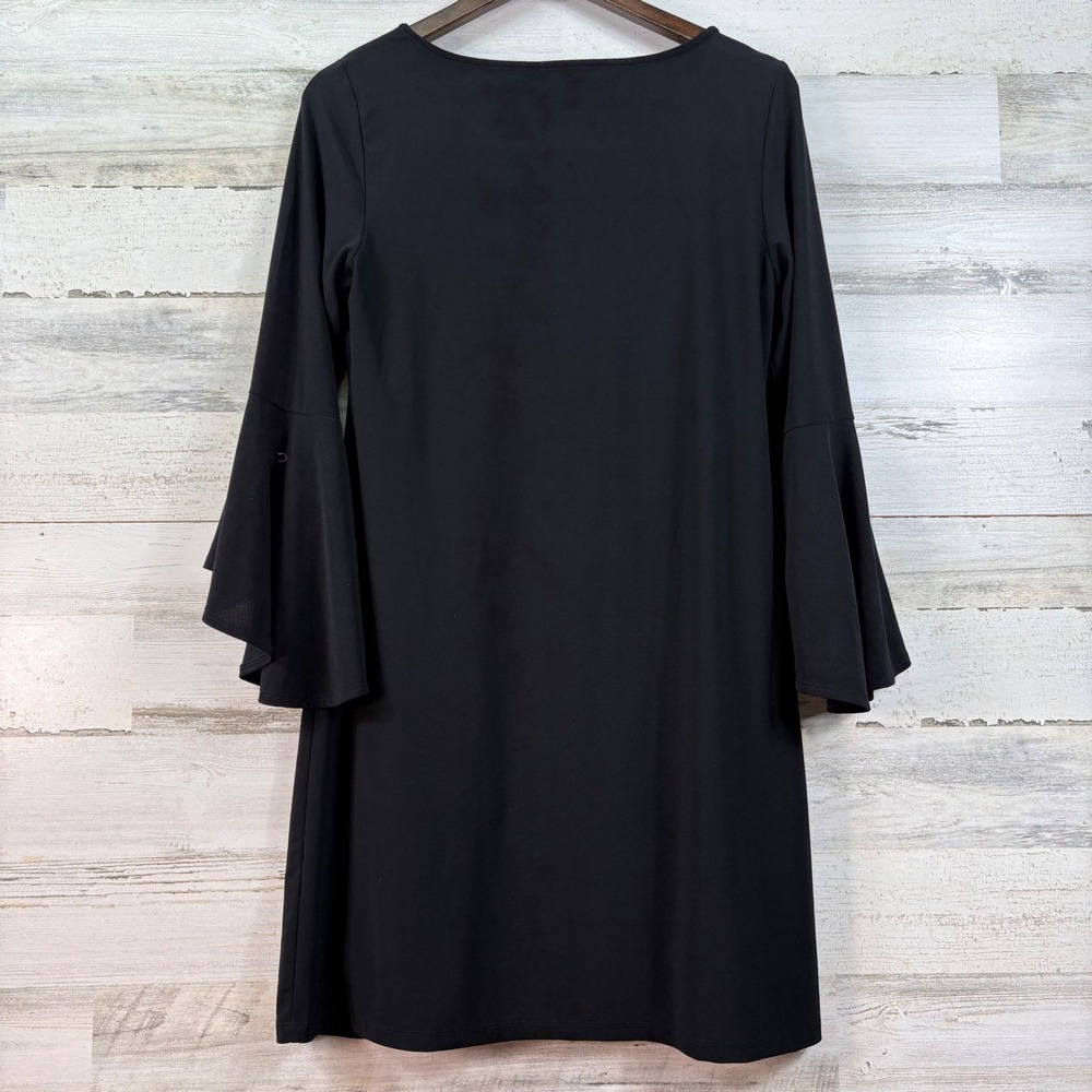 INC International Concepts Black Bell Sleeve Shift Dress Size 60s Mod Chic Party